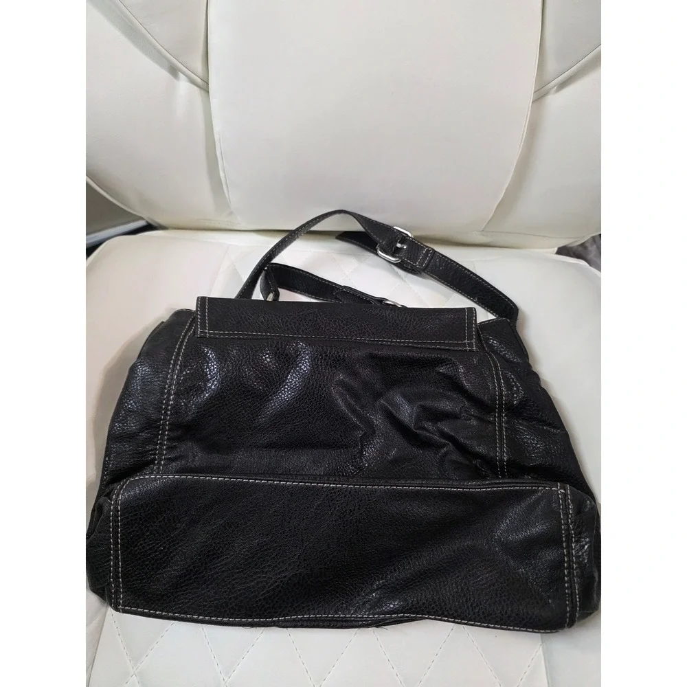 Nine West Black Pebbled Faux Leather Satchel Handbag Shoulder Bag Top‎ Handle